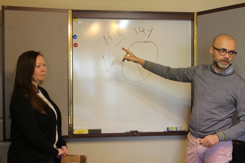 photo of man and woman in front of whiteboard - full client list page